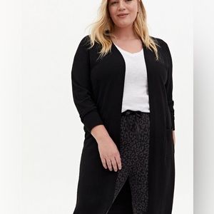 NWT Black Soft Plush Duster Open Front, 5X